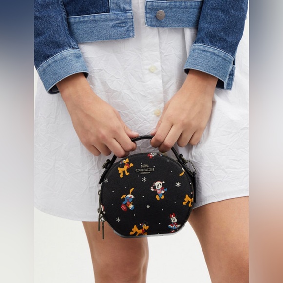 NWT Coach Outlet Disney X Coach Canteen Crossbody With Holiday Print - Picture 3 of 7